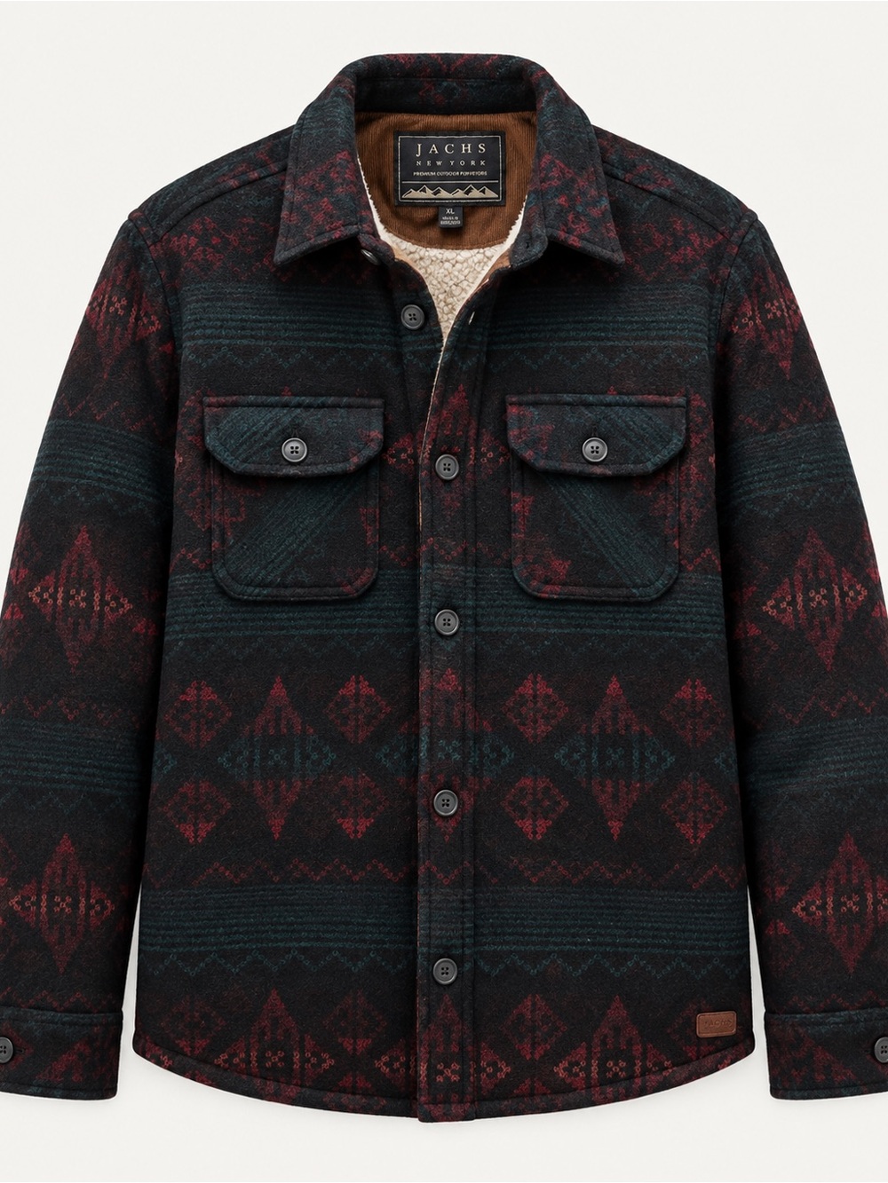 Jachs Men's Black Jacket with Subtle Maroon Pattern